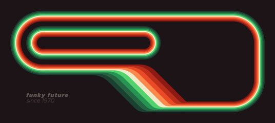 Futuristic Retro Background in Abstract 70s Style with Colorful Lines. Vector Illustration.