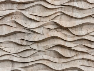 Flowing textured waves on architectural wall modern building abstract design urban environment close-up perspective