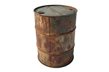 Obraz premium Old brown wooden barrel isolated on white, rustic storage container