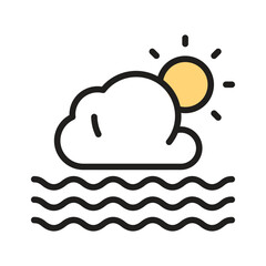 A sun peeking through clouds, representing partly cloudy weather vector design