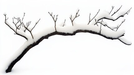 Snow-Covered Tree Branch Curving Elegantly in Winter Landscape