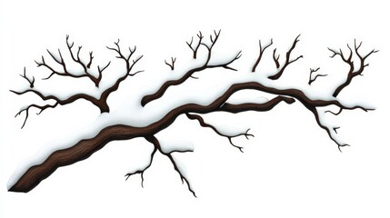 Obraz premium Snow-Covered Branch with Intricate Twigs in Winter Wonderland