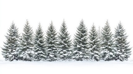 Fototapeta premium Snow-Covered Evergreen Trees in a Winter Wonderland Landscape