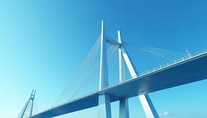 Fototapeta premium Modern bridge tower against a clear blue sky Sleek architectural design, metallic structure , concrete, modern