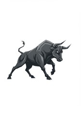 Fototapeta premium Powerful Black Bull, Aggressive Bull - Vector Illustration, Stock Image