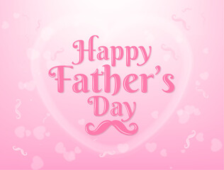 Charming Happy Father’s Day greeting card with pink tones, a heart-shaped background, and a playful mustache element. Ideal for celebrating dads with a lighthearted and loving design theme.