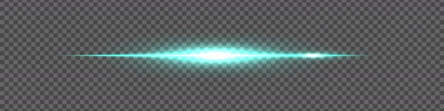 Soft Blue flare line with subtle glow on transparent background. Minimalist light effect for sci-fi or tech design.