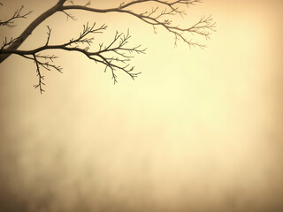 Serene Sepia, A Gentle Warm-Beige Backdrop with Delicate Winter Branches Offering a Calm Neutral Space for Creative Composition and Artistic Visualizations