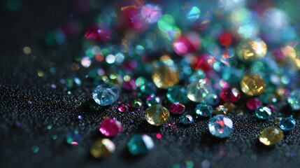 Colorful rhinestones and sequins on a disgraceful backdrop party crafts, glint ornamentation
