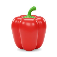 3D bright red bell pepper render