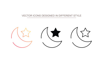 Islamic Moon icon design with white background stock illustration