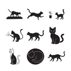 Dynamic Cat Silhouettes In Motion Collection