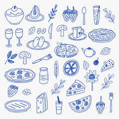 Vector Food Icons Set – Seamless Hand-Drawn Cake, Tea & Ice Cream Pattern

