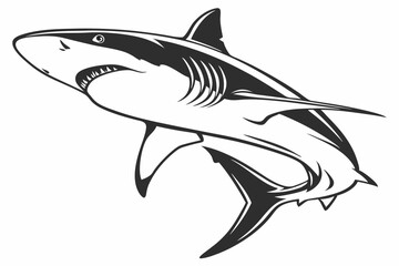 bull shark sihouette black vector