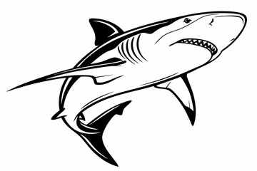 bull shark sihouette black vector