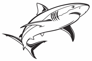 Obraz premium bull shark sihouette black vector