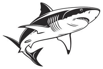 bull shark sihouette black vector