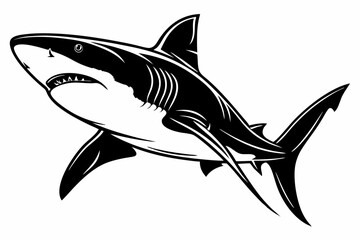 bull shark sihouette black vector