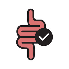Intestine icon. Bowel symbol. Human anatomy, guts or intestinal tract vector illustration.