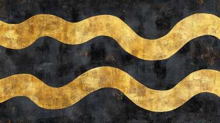 Abstract Black and Gold Wavy Pattern for Modern Interior Design and Artistic Decor
