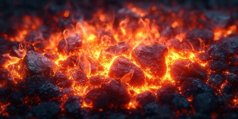 Bright Orange and Red Square Flame Torch with Intense Hearth