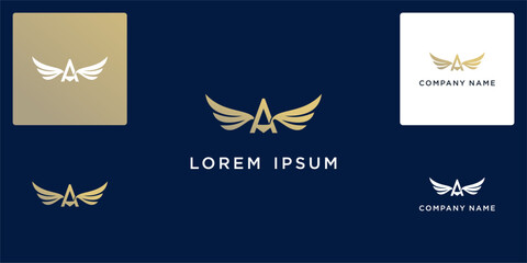 Naklejka premium Flying letter A logo with wing