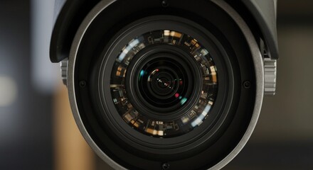 Close-up of a Security Camera Lens