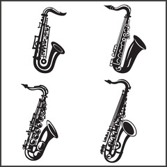 Saxophone Silhouette Set Clipart