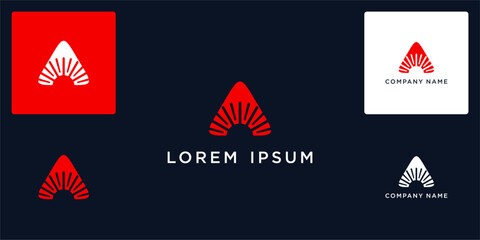 Letter A with sun flare logo