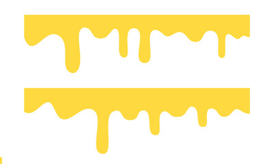 Melted and falling honey blobs isolated on white background. Yellow dripping on white.