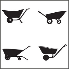 Wheelbarrow Silhouette Set Clipart