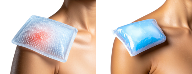  Soothing Shoulder Pain Relief Therapy with Ice Pack, Isolated on Transparent Background PNG