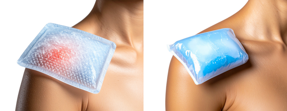  Soothing Shoulder Pain Relief Therapy with Ice Pack, Isolated on Transparent Background PNG