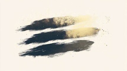 Abstract brush strokes in black, gold, and cream hues on a textured background
