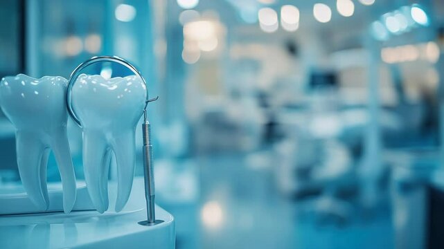Dental prosthetic teeth samples on a metal tray in a modern clinic,symbolizing advanced dentistry,oral care,prosthodontic treatment solutions