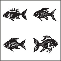 Fish Silhouette Set Clipart