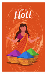 Happy Holi Festival Vertical Vector Illustration Set - Colors & Celebration Graphics-02