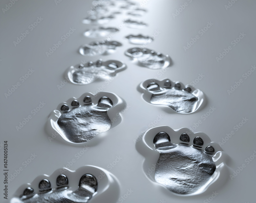 Poster spectral footprints leading forward, an abstract representation of progress and future trajectory, e