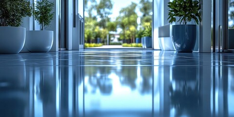Fototapeta premium Glossy Seamless Epoxy Resin Floor with Durable Protective Finish