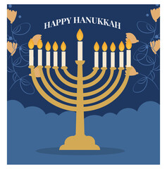 Happy Hanukkah Vector Illustration Set - Menorah, Dreidel & Gifts Graphics Pack-07
