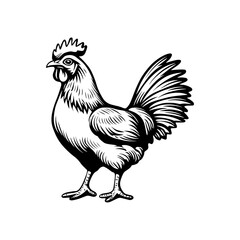 Fototapeta premium Rooster in Artistic Silhouette: An elegant and artistically rendered rooster proudly stands, a timeless symbol of rural charm and dawn's arrival.