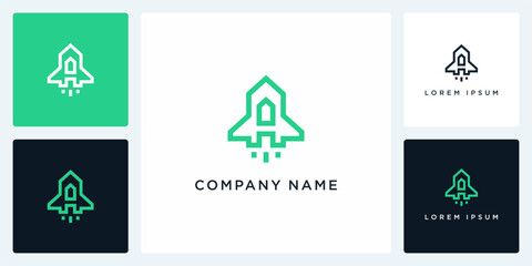 Rocket with letter A logo