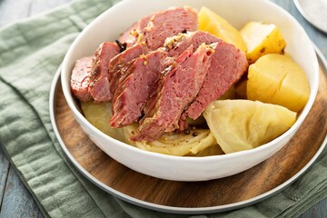 Corned beef and cabbage, Irish traditional dinner