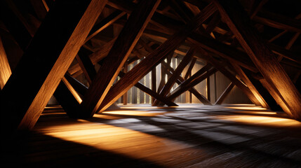 An intricate wooden room with artistic lighting creating a cozy atmosphere, ideal for gatherings,...