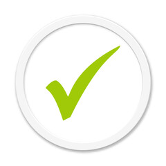 Check oder Häkchen Symbol auf weißem Button