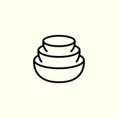 Stack of bowls. clean dishes icon, shiny plate stack. Dishes, tableware concept. Vector