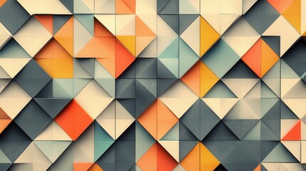 Obraz premium Abstract geometric pattern of overlapping triangles in various colors