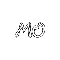 MO monogram logo design letter text name symbol monochrome logotype alphabet character simple logo