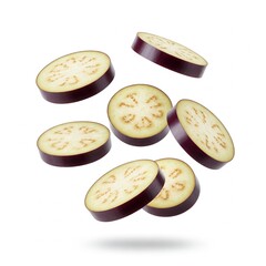 Egg plant slices isolated on white