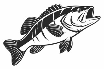 bass fish silhoette black vector